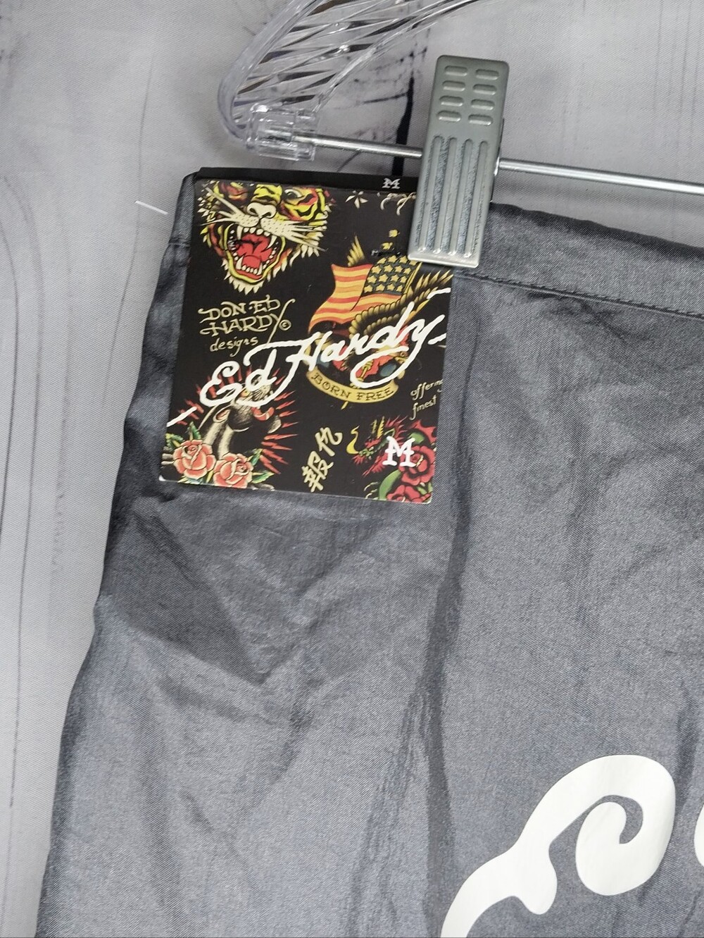 Ed Hardy Nylon Baggy Y2K Style Parachute Pants With Tattoo Graphic. NWT - Picture 8 of 10